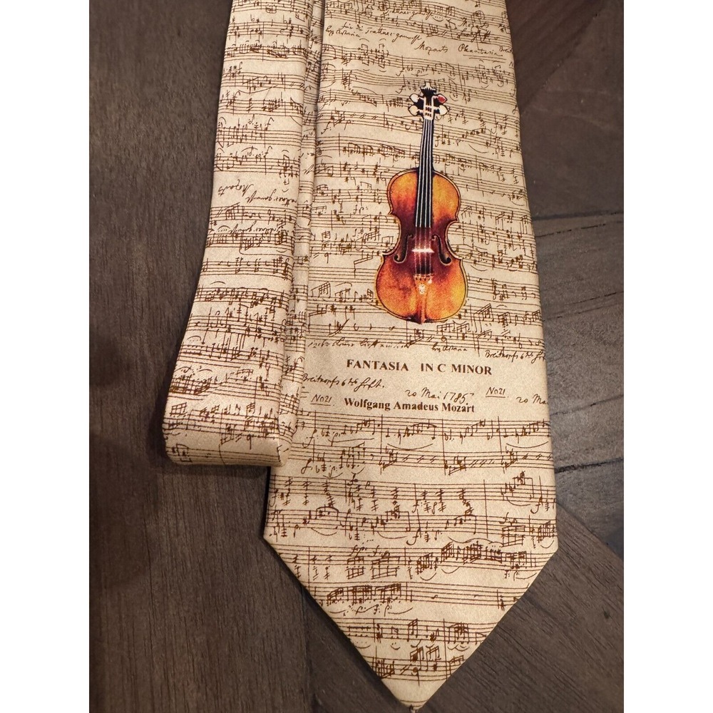 Wolfgang Amadeus Mozart Museum Artifacts Silk Neck Tie Handmade‎ Fantasia 58"
